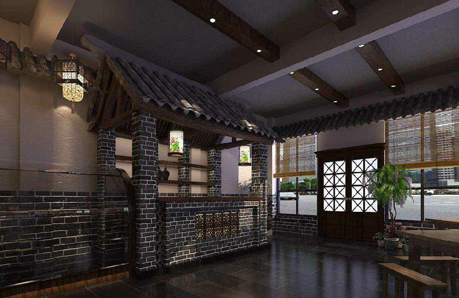小灶臺(tái)中餐館裝修設(shè)計(jì)效果圖