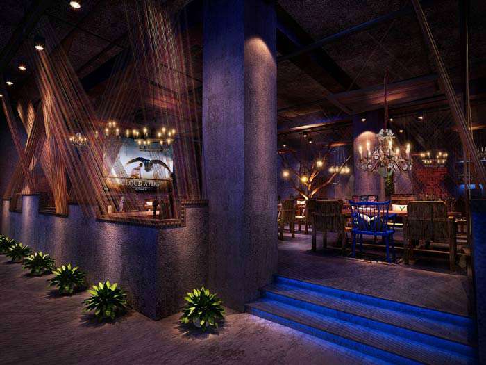 工業(yè)風燒烤店裝修設計效果圖