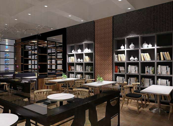 書(shū)苑咖啡館裝修設(shè)計(jì)效果圖