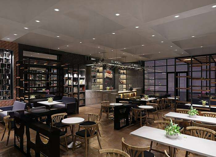 書(shū)苑咖啡館裝修設(shè)計(jì)效果圖