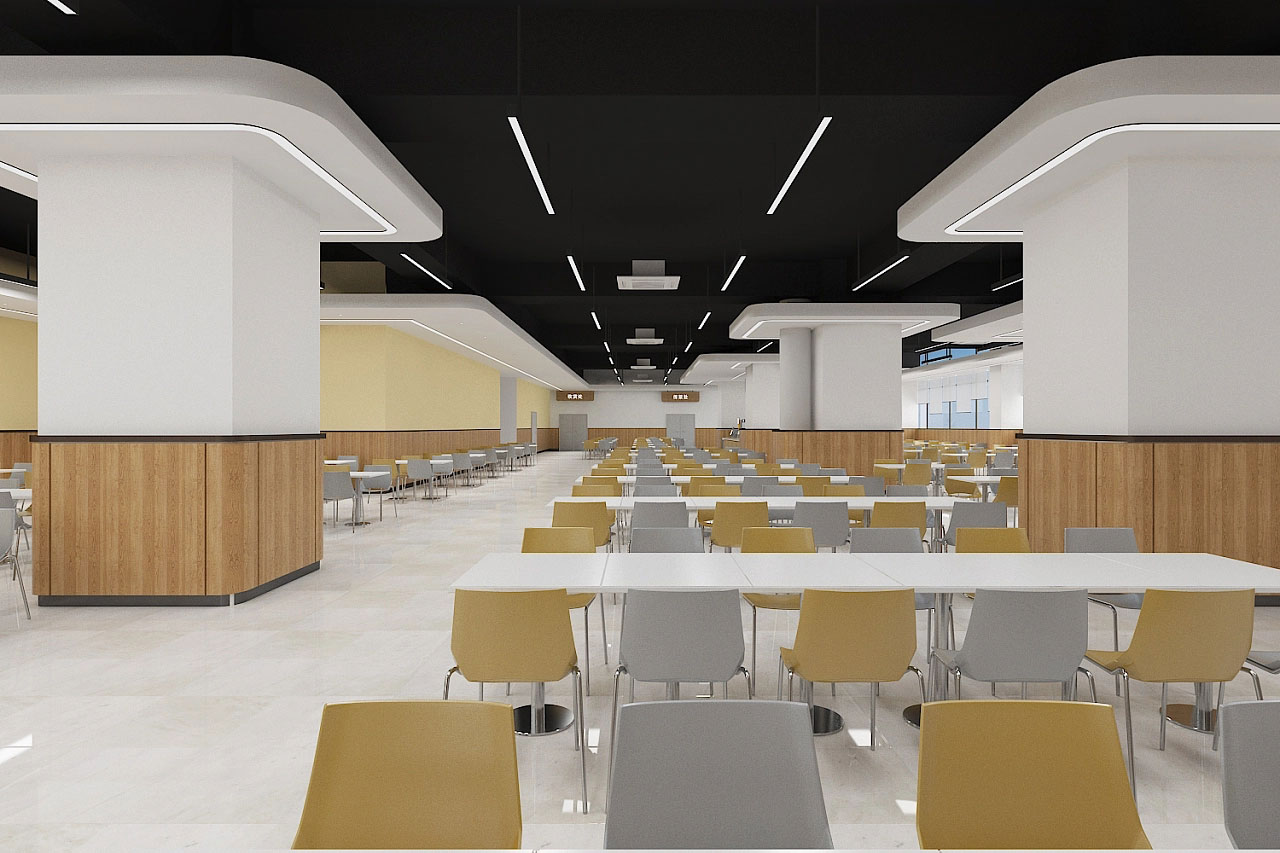 工廠員工食堂設計-廠區食堂裝修設計效果圖