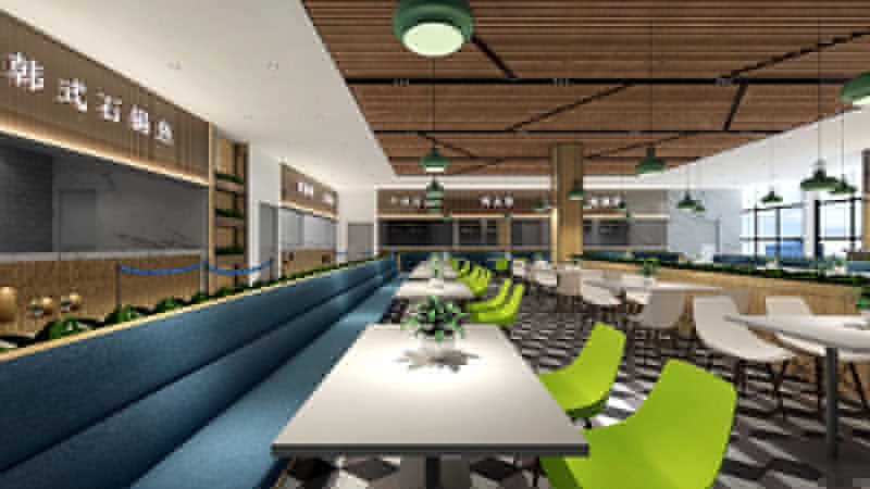 1600平米員工食堂裝修設計效果圖