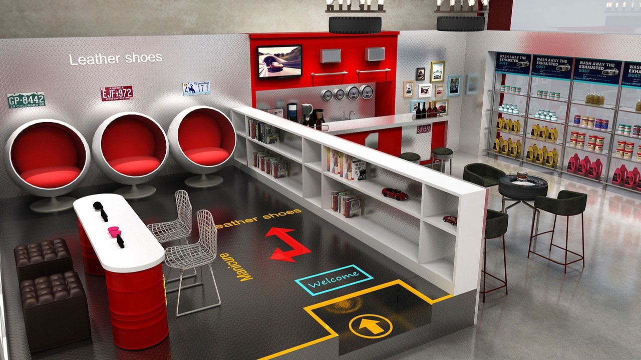 252平米汽車清潔店面裝修設計效果圖