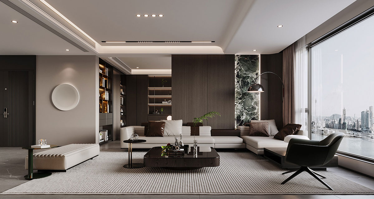 萬(wàn)科世曦135平米意式輕奢風(fēng)四居室裝修效果圖