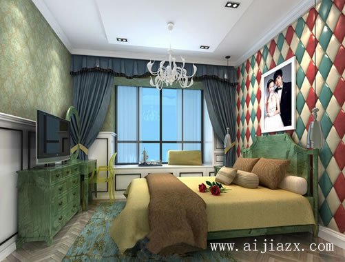  清新舒適的現(xiàn)代風格一居室臥室裝修效果圖
