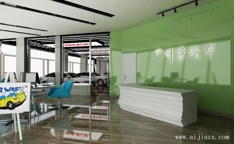 創(chuàng)意個(gè)性的汽車銷售中心前臺(tái)裝修效果圖