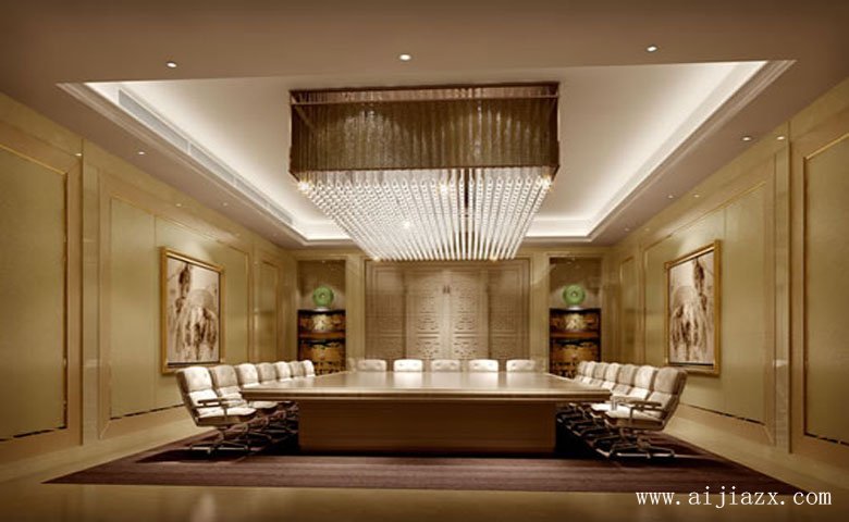 質(zhì)樸穩(wěn)重的現(xiàn)代風(fēng)格辦公室會議室裝修效果圖