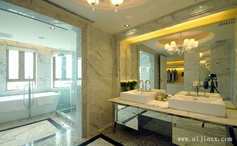 清涼石質(zhì)的簡歐風(fēng)格別墅衛(wèi)生間隔斷裝修效果圖